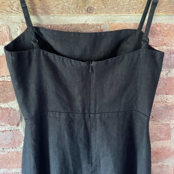 Reformation Black Linen Mini A-Line Dress Spaghetti Strap Size 4 - Picture 3 of 5